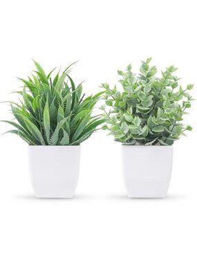Small Fake Plants Mini Artificial Potted Faux Greenery Home Office Desk Decor